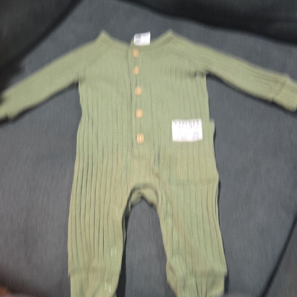 Okie Dokie Green Ribbed Kids Footie